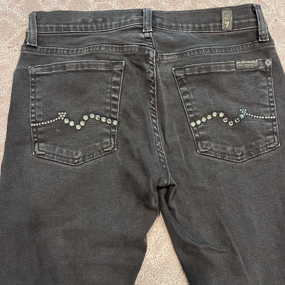7 for All Mankind Black Jeans with rhinestones in size 28